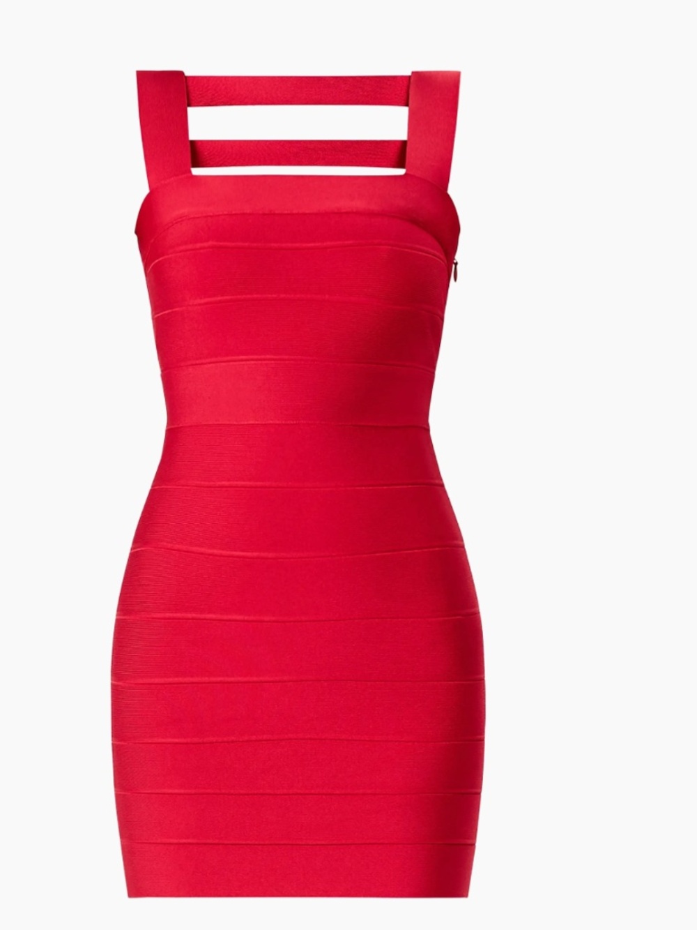 Hervé Léger  Icon Squareneck Cutout Back Minidress Rio Red NWT